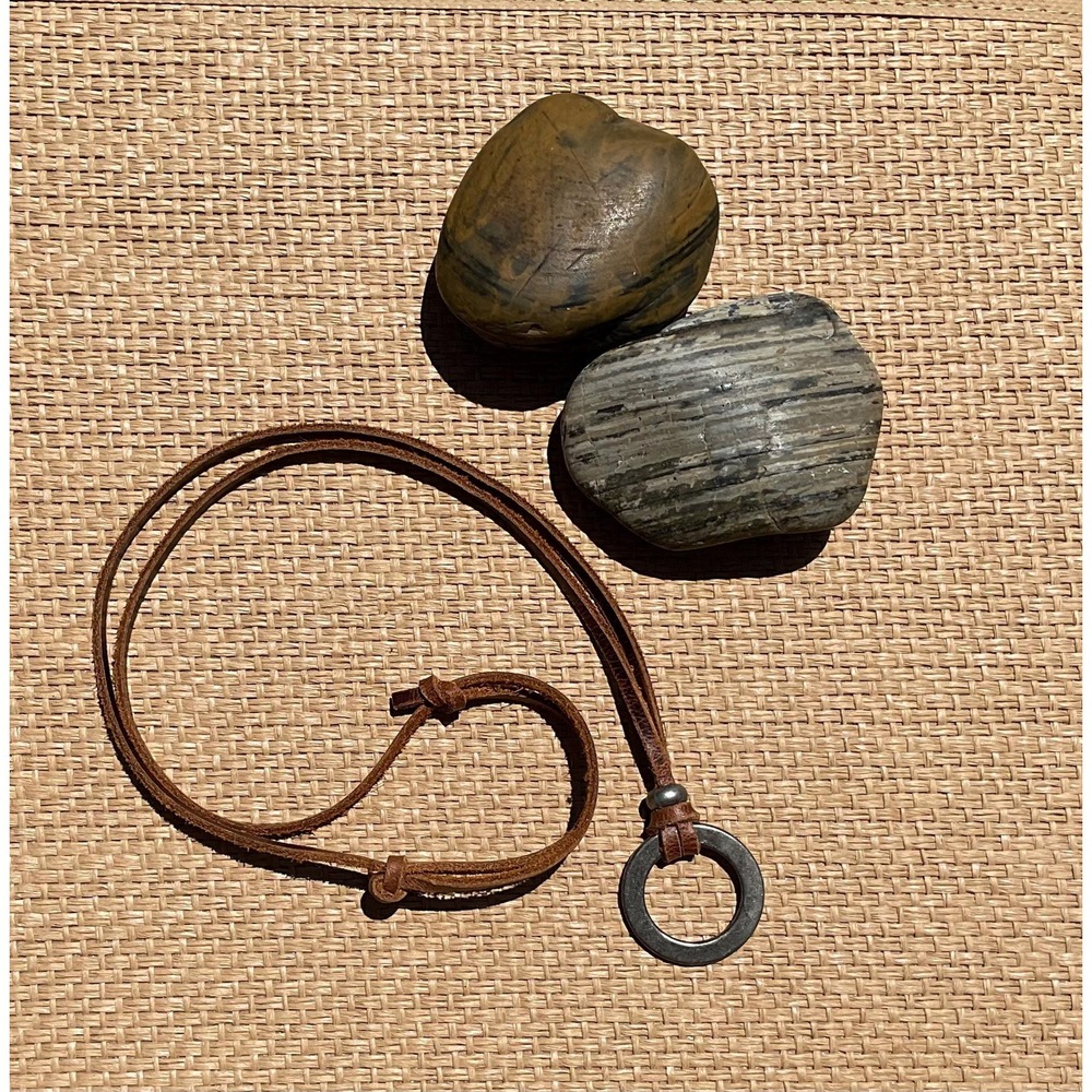 Manly Soft Rich Brown Suede Eyeglass Chain: silver loop, Adjustable Lanyard - Picture 10 of 11